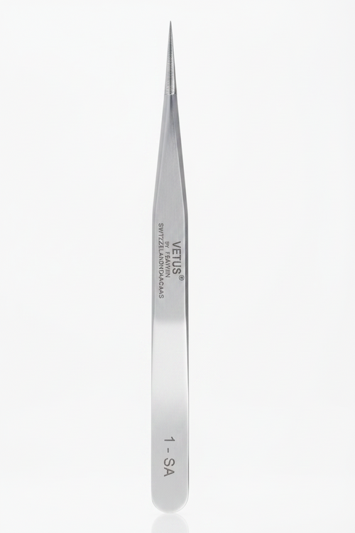 Pinza recta ST12 plata para extensiones de pestañas